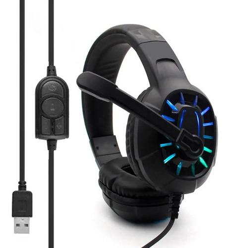 Fone De Ouvido 7.1 Gamer Rgb Headset Usb P/ Computador Note Cor Preto