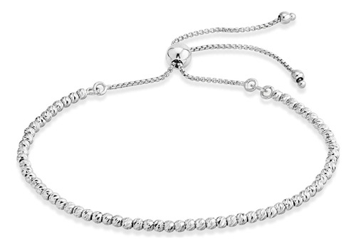 Miabella Pulsera De Cuentas De 2,5 Mm Ajustable Con Corte De