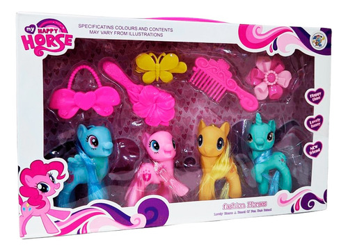Set X4 My Happy Horse Ponys Unicornio Con Accesorios Premium