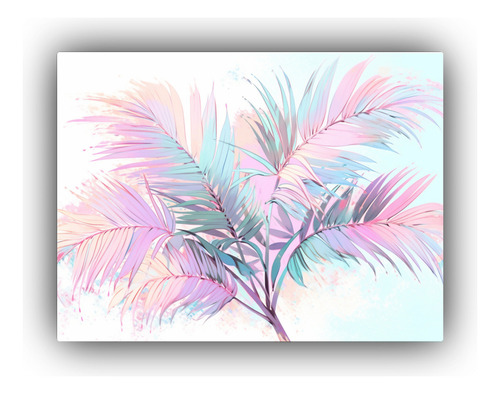 50x40cm Cuadro Decorativo Moderno Palmera Colores Pastel Neo