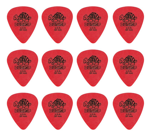 12 Palheta Dunlop Tortex 0.50 Mm Standard Guitarra Vermelha 