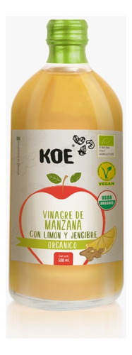 Vinagre De Manzana Orgánico Jengibre Y Limón 500 Ml - Koe