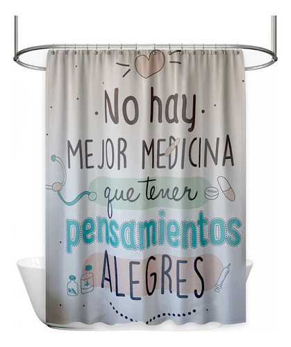 Cortina De Baño Estampada Panel 180x180 Cm Color Blanco Funny Shower