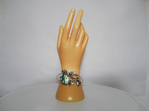 Pulsera Ajustable Con Concha De Abulón, Bañada En Plata 925
