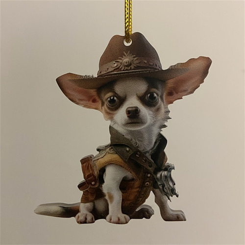 Llavero Con Bonito Diseño De Perro Vaquero, Diseño Plano En