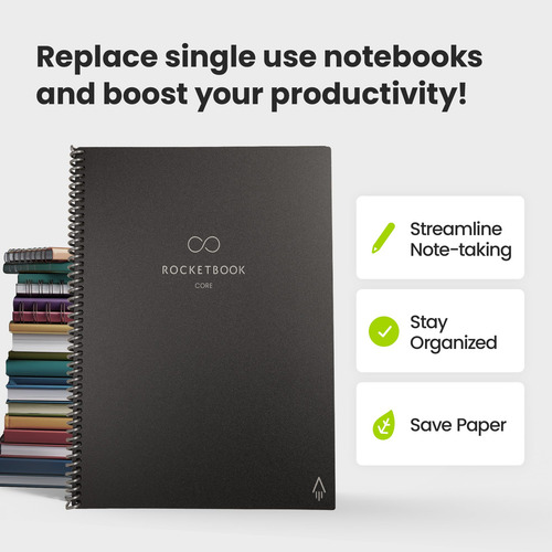 Cuaderno Rocketbook Core, Espiral Reutilizable, Tamaño A4, C