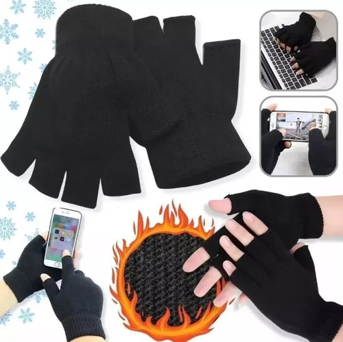 Guantes Térmicos Lana Dedo Corto Unisex Invierno Abrigos