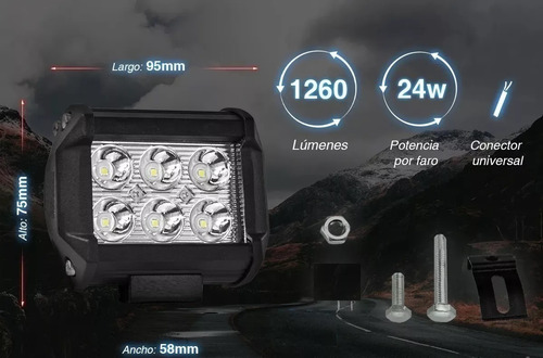 Par Faros Auxiliar Dually 12 Leds Luz Blanca Fija Y Estrobo