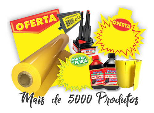 Plástico 1m Faixa Rolo Amarelo Cartaz Supermercado C/ 100m