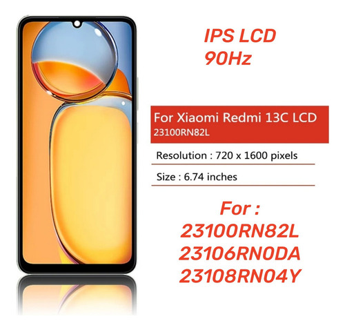 Pantalla Lcd Para Xiaomi Redmi 13c 23100rn82l 23106rn0da