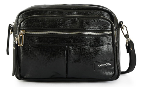 Cartera Bandolera Mediana Metallique Negro