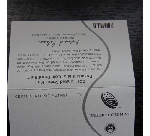 Usa Colección Dólar De Los Presidentes 2014 S Proof. (Usado)