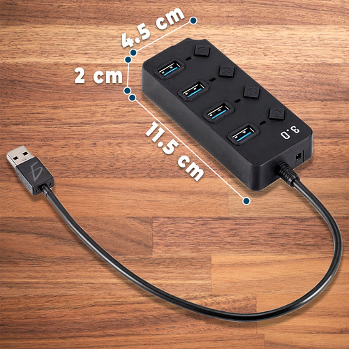Hub Switch 4 Puertos Usb 3.0 Transferencia Datos Rapida 5gbs