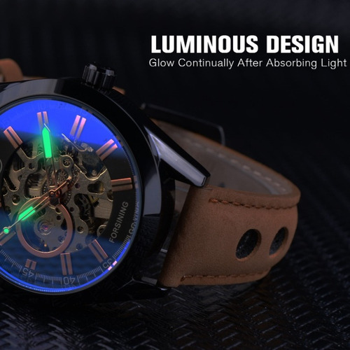 Reloj Forsining Casual Leather Luminous Para Hombre