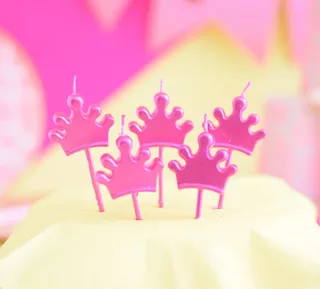 Vela Corona Coronita Crown Fucsia X5 Cumpleaños Torta
