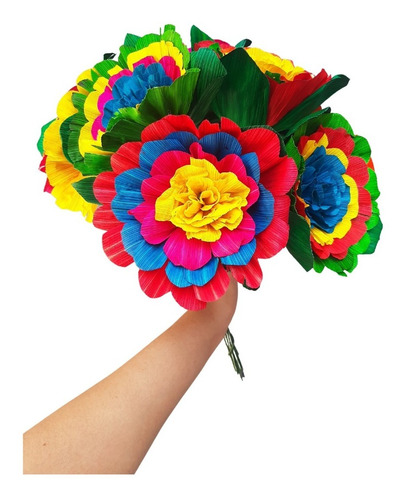 Flores De Hoja De Maiz  Artesanías  (clavel Colores)