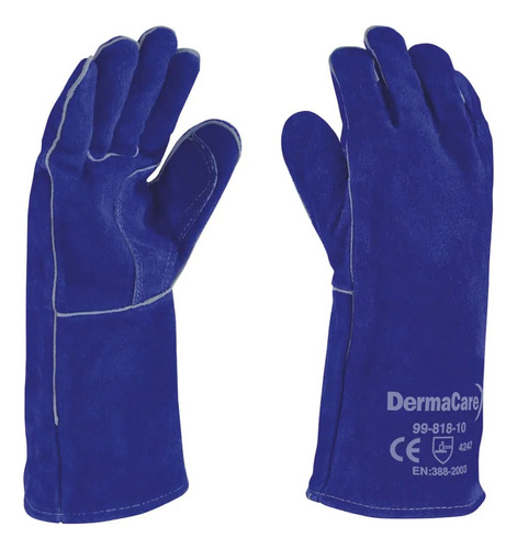 6 Pares Guantes Soldador Afelpado Azul 99-818