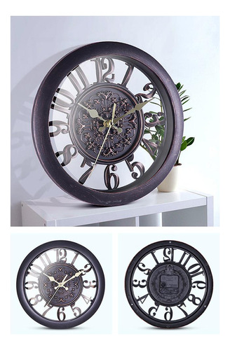 Vintage Decorativo Con Pilas Del Reloj De Pared Retro Negro
