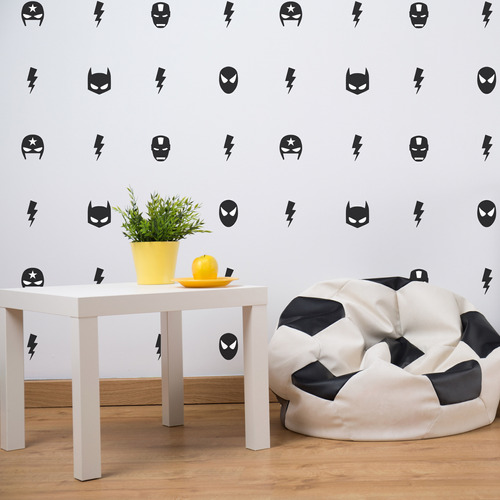 Plantilla Decorativa Living Super Heroes Pntar Pared Stencil