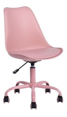 Silla de escritorio FurnitureR Blokhus ergonómica  rosa con tapizado de cuero sintético