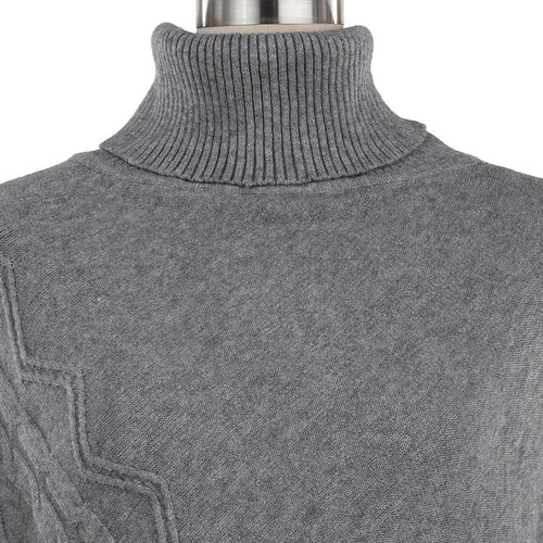 Imagen 5 de 8 de Poncho Capa Cuello Tortuga Asimetrica Tejido Suave Elegante.