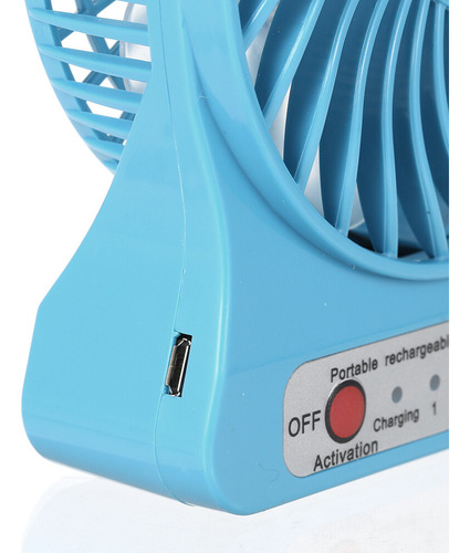 Mini Ventilador De Carga Usb De Escritorio Con Luz Led Azul
