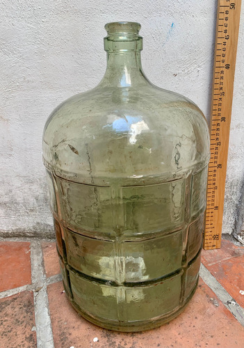 Antiguo Garrafón O Botellón De Vidrio Verde Original Vidrio Prensado (Usado)