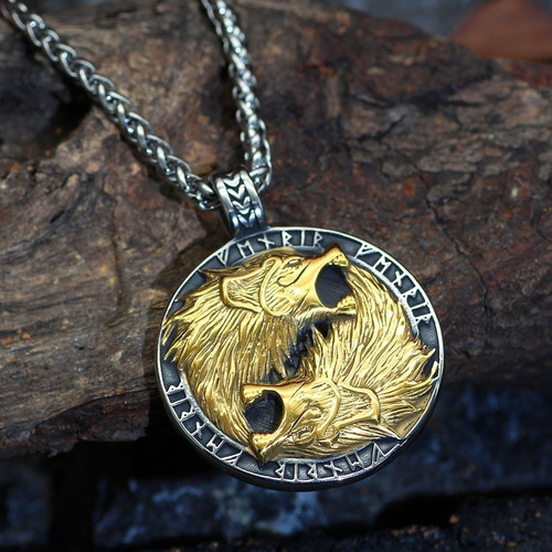 Colar Em V Geri E Freki Viking Wolves Of Odin Amuleto