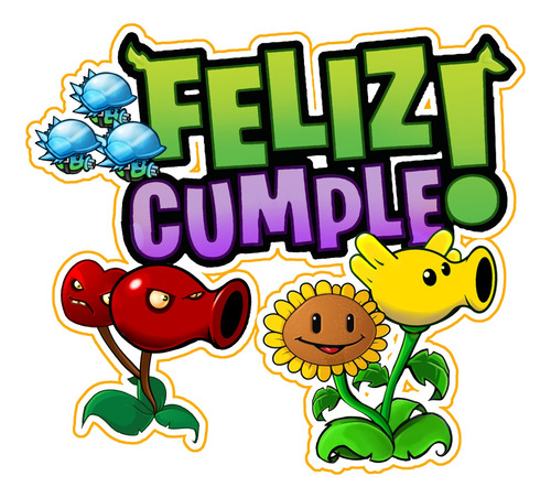 Set Globos+ Banderin+ Toppers Plantas Vs Zombie Feliz Cumple Verde Plantas Vs Zombies Fusion.