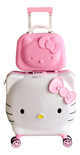 Maleta Hello Kitty De Ruedas Con Neceser Hello Kitty Blanco/rosa Hello Kitty