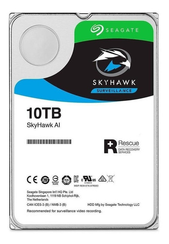 Imagen 1 de 2 de Disco duro interno Seagate SkyHawk ST10000VE0008 10TB