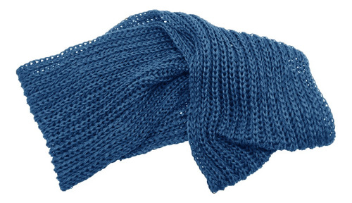 Bufanda Cuello Sin Fin Tejido Lana Acrílica Gruesa Art. 7090 Azul Liso Unico