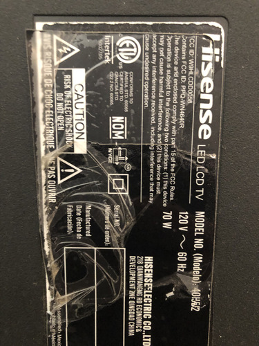Pantalla Hisense Modelo 40h5. (para Piezas) (Usado)
