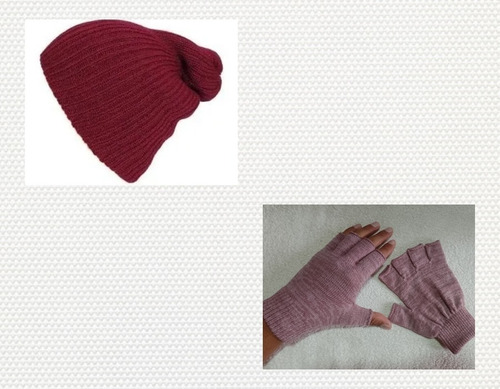 Gorro Tuka Gomelo En Lana Unisex + Guantes Dedos Libres