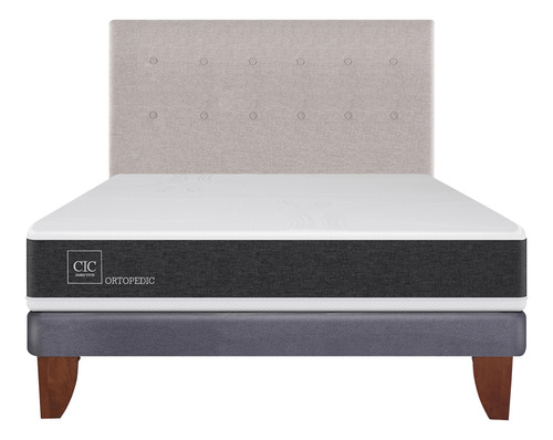 Cama Europea New Ortopedic 2p Bn Respaldo Tigris Gris