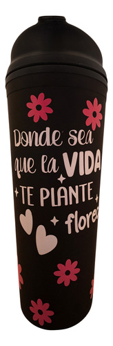 Termo Acrílico Doble Pared De Plástico Popote Vida Florece Mod1