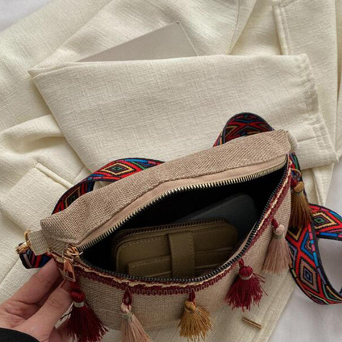 2 Riñonera Bohemia Con Borlas Bolso Bandolera Étnico Para