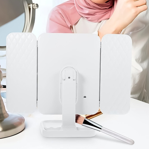 Espejo Maquillaje Led Aumento Plegable Blanco Profesional