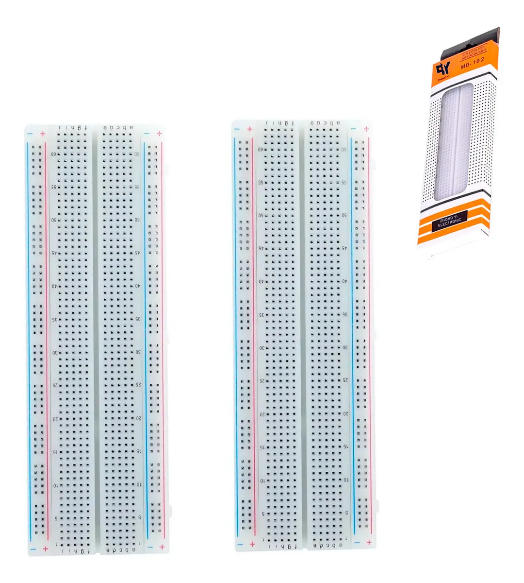 Tecneu 2 Piezas Protoboard 830 Puntos Proto Tablilla Mb-102 Para Arduino Y Pruebas