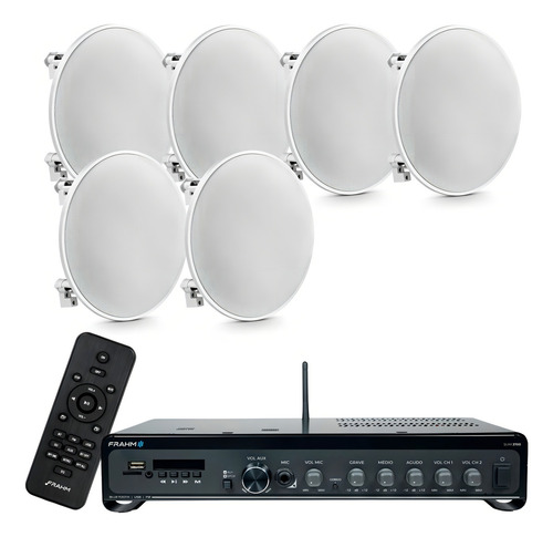 Kit Som Ambiente Frahm 3700 + 6 Cx Som De Embutir Teto Cor Preto Potência De Saída Rms 240 W 110v/220v