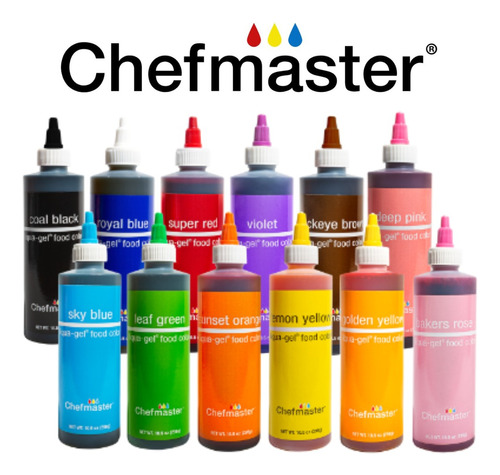Chefmaster - 12 Pack Varios Colores Liqua-gel 10.5 Oz (298g)