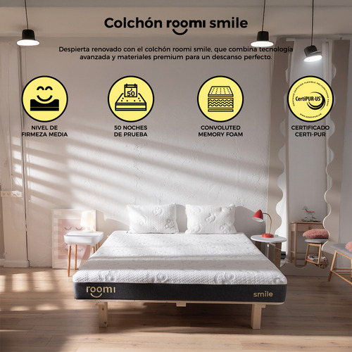 Colchón King Size Roomi Smile Memory Foam + Base Eléctrica