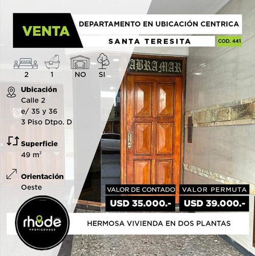 Departamento En Santa Teresita - Calle 2 E/ 35 Y 36 - Venta