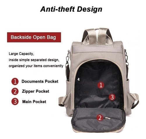 I Mochila Oxford Impermeable Para Mujer, Antirrobo C