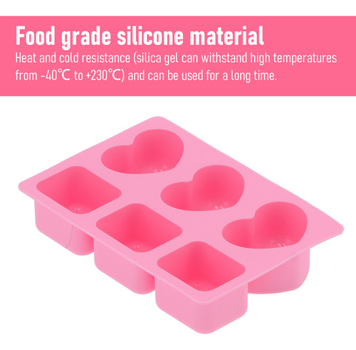 8 6grid Coração Forma Retangular Bolo Molde Silicone