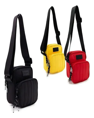 Porta Celular Phone Bag Trendy 27125 Teen Niña Mujer Acabado De Los Herrajes Plasticos Color Negro Color De La Correa De Hombro Negro Diseño De La Tela Liso