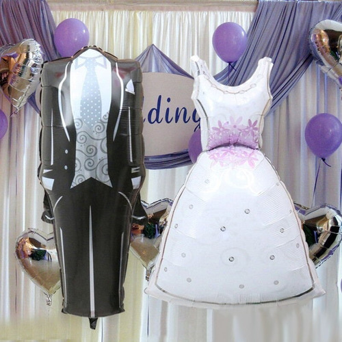 Imagen 2 de 2 de Set De Globos Vestido Novio Y Novia Para Matrimonio Bodas