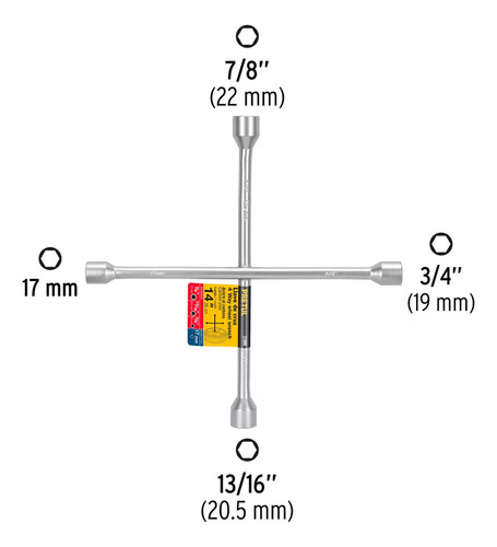 Llave De Cruz 14 Galvanizada Cruceta 21800 Marca Gitastar Super Calidad Prime Y Resistencia