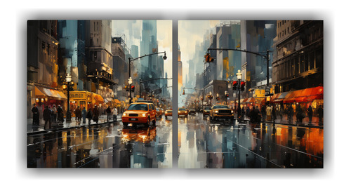 120x60cm Pintura Ciudad Calle Hermosa Variada En Set 2 Compo