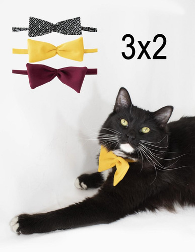 Imagen 1 de 8 de Kit 3x2 Moño Ajustable Para Perro Y Gato
